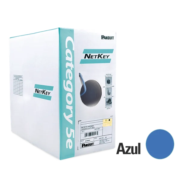 NUC5C04BUCE-h Bobina de Cable UTP 305 Metros (1000 Pies) de Cobre, NetKey, Azul, Categoría 5e (24 AWG), PVC (CM), de 4 Pares - Image 1