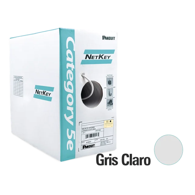 NUC5C04IGCE-h Bobina de Cable UTP 305 Metros (1000 Pies) de Cobre, NetKey, Gris Claro, Categoría 5e (24 AWG), PVC (CM), de 4 Pares - Image 1