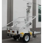 Traila / Remolque con Mástil Retráctil de 7.5 m. para Videovigilancia o Iluminación, con capacidad para Instalar Módulos Solares y Baterías (No incluidos)