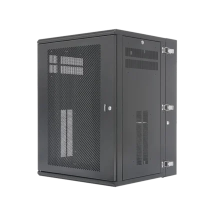 Gabinete PanZone de Montaje en Pared, de 19in, Puerta Ventilada, 18 UR, 635mm de Profundidad, Color Negro