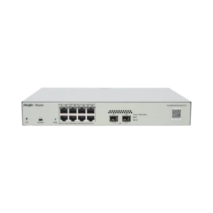 Switch Administrable PoE Capa 2 con 8 puertos Gigabit PoE 802.3af/at + 2 SFP para fibra 1Gb, gestión gratuita desde la nube, 125w