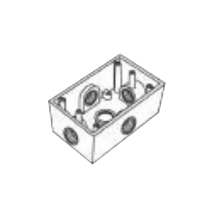 Caja Condulet FS de 3/4" (19.05 mm ) con cinco bocas a prueba de intemperie.