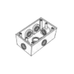 Caja Condulet FS de 3/4" (19.05 mm ) con seis bocas a prueba de intemperie.