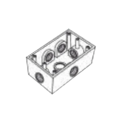Caja Condulet FS de 3/4" (19.05 mm ) con seis bocas a prueba de intemperie.