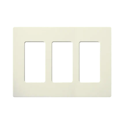 Placa de pared 3 espacios, color blanco, para atenuador (dimmer), switch ó control remoto PICO inalámbrico.