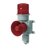 Combinación de baliza LED color roja con sirena electrónica para aplicaciones de la industria pesada  máx.120 dB a 24 VCD