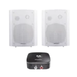 Kit  Altavoces + Modulo Receptor BT | Montaje en Pared | 2x20W RMS | Material ABS y Reja Metálica | Bracket de Metal | Color Blanco