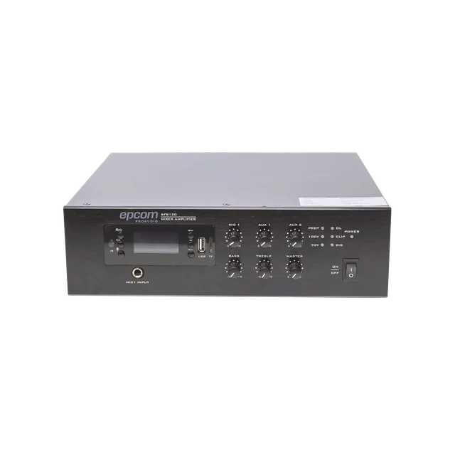 SFB120-h Mini Amplificador de Audio Mezclador | 120W RMS | Sistema 70/100V | MP3 | Tuner | Bluetooth | Musica ambiental y Voceo - Image 1