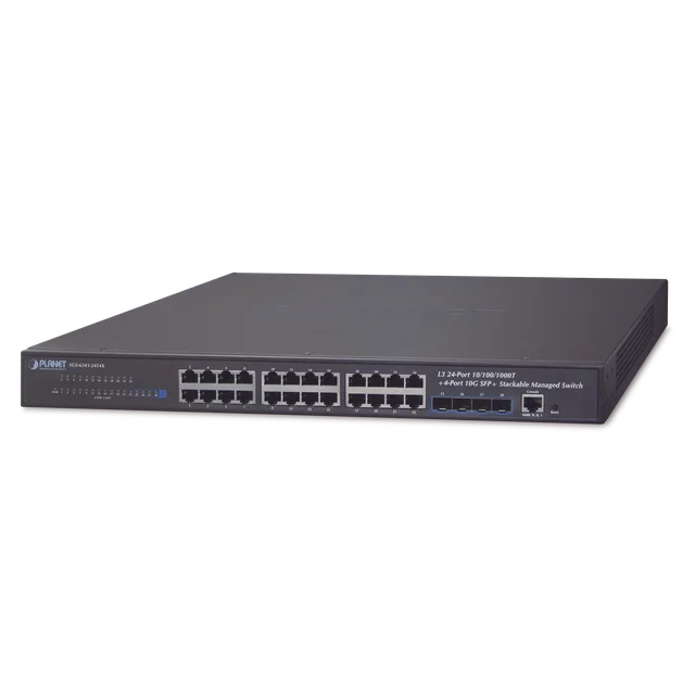 SGS634124T4X-h Switch Administrable Capa 3, 24-Puertos 10/100/1000T + 4-Puertos 10G SFP+, Apilable - Image 1