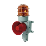 Combinación de luz de advertencia giratoria color Ámbar con bocina eléctrica para aplicaciones de la industria a 24 VCD, máx. 120 dB