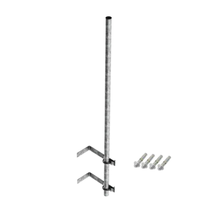 Mástil de 3 m de 1-1/4" diámetro ced. 30 con Herrajes para Sujeción a Pared.