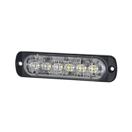 Luz Auxiliar de 12 LED, Rojo/Claro, SAE, Bisel Negro, Lente Transparente