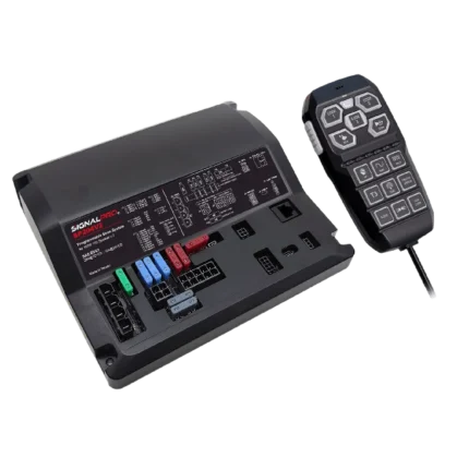Sirena Vehicular de 200W de Potencia, Programable, Con Controlador Unimando de 15 Botones Para Control de Tonos, 12 Salidas Auxiliares y Micrófono