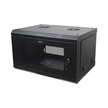 Gabinete de Pared de 6U con Puerta Perforada, 455 mm de Profundidad Total, Rack de 19'', Acero Reforzado Color Negro