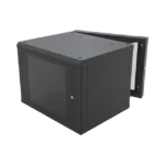 Gabinete Abatible de Pared (Con Marco Trasero) con Rack 19" de 12 Unidades. Ventana de Cristal Templado.