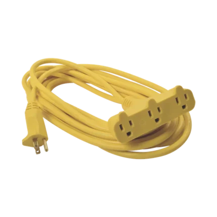 Extensión Eléctrica Tipo Abanico Uso Rudo 8 metros/ 127 V CA - 10 A Máximo / Color Amarilla.