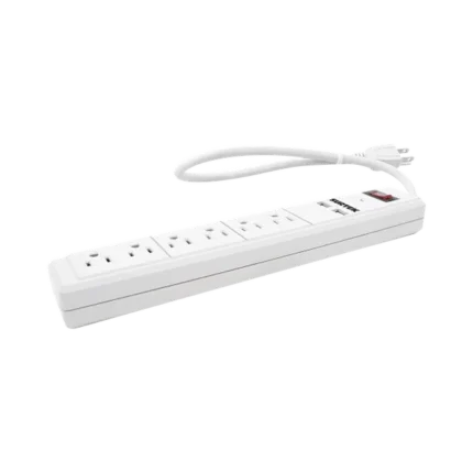 Multicontacto con 6 contactos aterrizados y 2 puertos usb.