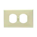 Placa de plástico para contacto dúplex color marfil.