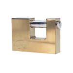 Candado de acero para Cortina Metálica / Medida 80 mm/ Acabado Latón Brillante / Nivel de Seguridad 6 / Llave Estándar.