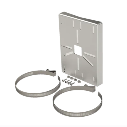 Montaje universal galvanizado para instalación de cámaras en poste 2" a 5" color gris galvanizado