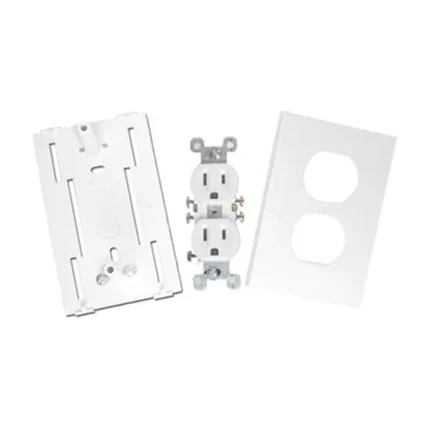 Contacto eléctrico doble, soporte y tapa color blanco de PVC auto extinguible,  para canaleta TEK100 (5591-10200)