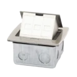 Mini caja de piso rectangular para datos y conectores tipo Keystone, Color y material en acero inoxidable (3 puertos) (11000-21202) - Image 3