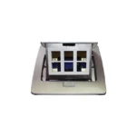 Mini caja de piso rectangular para datos y conectores tipo Keystone, Color y material en acero inoxidable (3 puertos) (11000-21202)