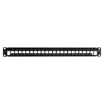 Patch Panel TERA-MAX Blindado de 24 Puertos, Modular (vacío), Plano, Color Negro, 1UR