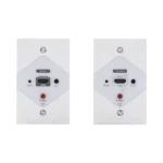 Kit Extensor HDMI en PLACAS DE PARED para distancias de 40 metros / Resolución 1080P @ 60 Hz / Cat 6/6A/ 7 / HDR/ Cero Latencia / Soporta Control Remoto / Placa de pared de 2.74 x 4.49” (tamaño estándar de EE.UU.).