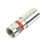 Conector F Macho de Compresión, Metálico para cable RG-59, Cuerpo de Bronce Niquelado.