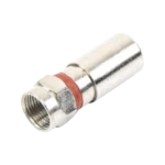 Conector F Macho de Compresión, Metálico para cable RG-6, Cuerpo de Bronce Niquelado.
