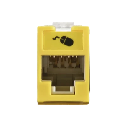 Jack UltraMAX Cat5e, UTP, Montaje híbrido en Placa de Pared (Plano y Angulado), Color Amarillo, Punch Down