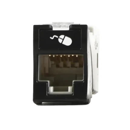 Jack UltraMAX Cat6, UTP, Montaje híbrido en Placa de Pared (Plano y Angulado), Color Negro, Punch Down