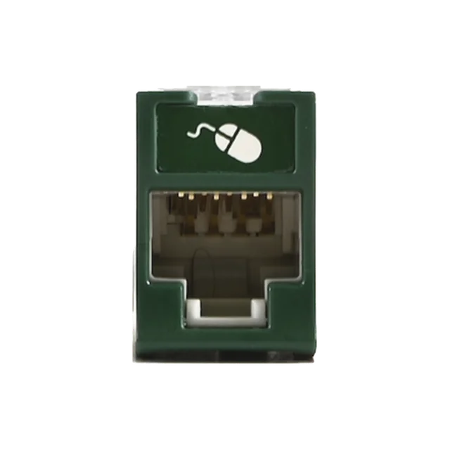 U6H07NS-h Jack UltraMAX Cat6, UTP, Montaje híbrido en Placa de Pared (Plano y Angulado), Color Verde, Punch Down - Image 1