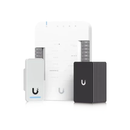 UniFi Access Kit de Inicio Gen 2, Incluye Hub para conexiones, lector NFC y movimiento / 10 tarjetas de acceso / sistema completo para abrir una puerta