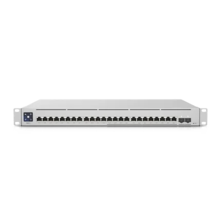 UniFi Switch Empresarial Capa 3 de 24 puertos PoE 802.3af/at (12 puertos 2.5G y 12 puertos 1G) + 2 puertos 1/10G SFP+, 400W, pantalla informativa
