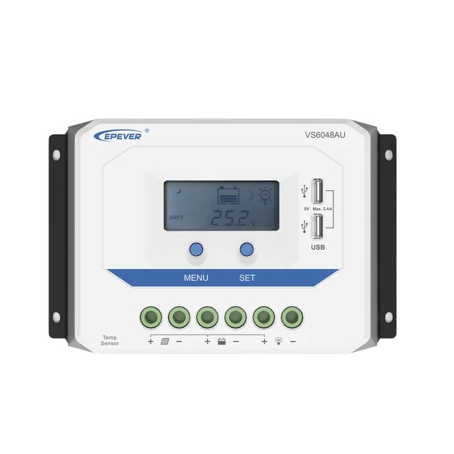 VS6048AU-h Controlador Solar de Carga PWM 12/24V/36/48V 60 A 60 A, Salida USB, con Display - Image 1