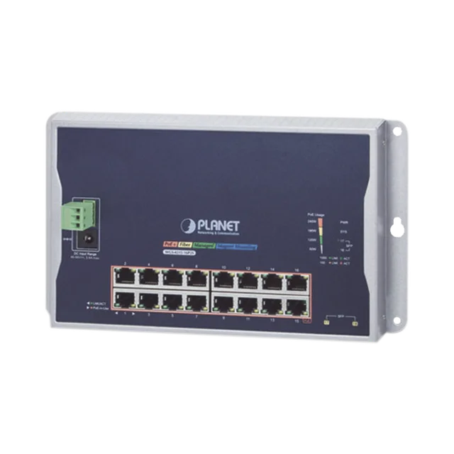 WGS421516P2S-h Switch Industrial Administrable Capa 2 de Pared,16 Puertos PoE 802.3at Gigabit y 2 Puertos SFP - Image 1