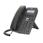 Teléfono IP empresarial para 2 lineas SIP con pantalla LCD,  Puertos Gigabit, Códec Opus, conferencia de 3 vías, PoE.