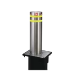 Bolardo neumático de acero inoxidable / 220 mm de diámetro / 750 mm de altura / acabado elegante con iluminacion led color rojo