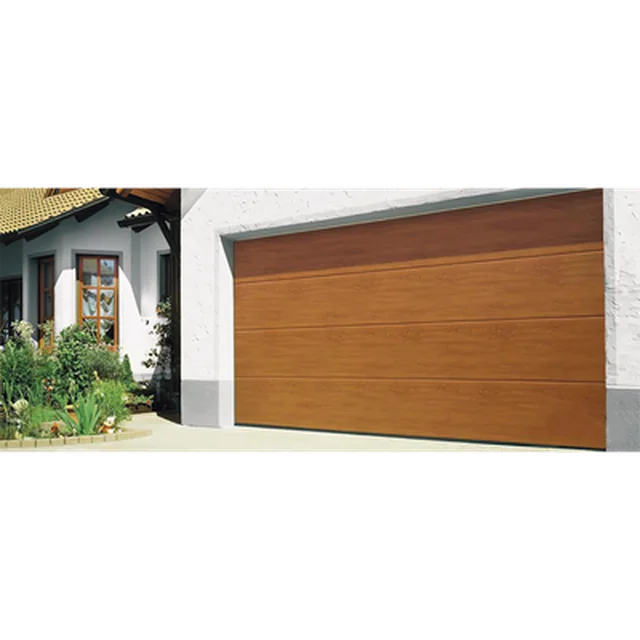 GARAGE99-W-101906 Puerta de Garage D/ Alta calidad / 9x9 pies / AISLADA / Estilo Americana / Imitacion Madera / Golden Oak / Linea Central . - Image 1